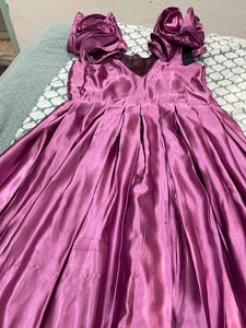 Purple Barbie Gown Full Flared With Dramatic Sleev