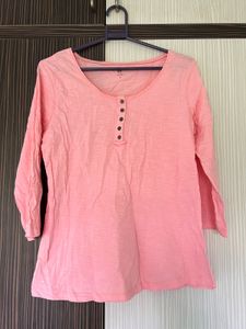 Pink T-shirt with Roll-Up Tabs