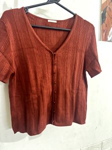 Rust Top &amp; Tie-Waist Pants Set