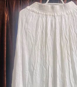 White Crinkled A-line Skirt