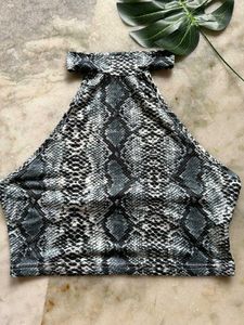 Snakeskin Print Halter Top