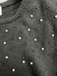 H&M Black Knit Short Sleeve Top