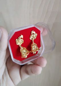 Gold Peacock Jhumka Earrings
