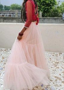 Pink Tulle Ruffle Gown