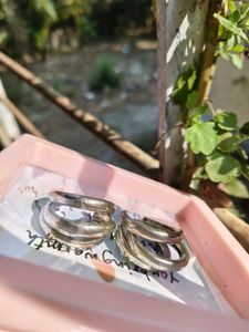 Triple Hoop Silver Earrings