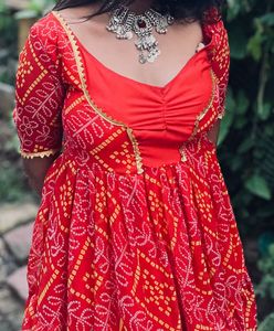 Red Bhandni Ethnic Gown(stiched)