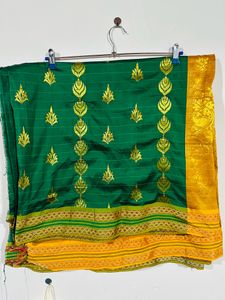 Green Saree With Golden Work For Woman Girls
