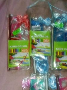 Seven Stationery sets with crayons