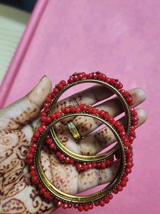 Red Beaded Bangles
