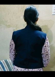 Navy Blue Sleeveless Blazer Vest