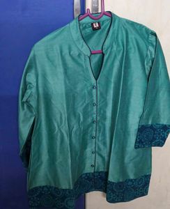Elegant Green silk Kurta with border