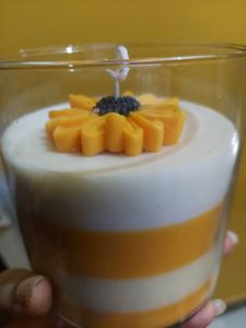 Glass Scented Candle With Sunflower