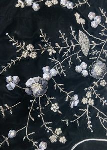 Embroidered Black Velvet Top