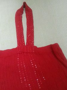 Red Tube Like Top Halter Neck Loop