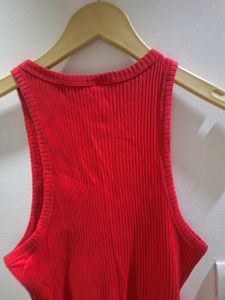 Red Ribbed Tank Top