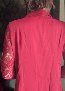 Red Floral Lace Detail Shirt