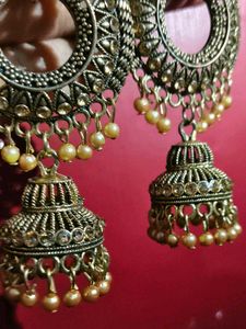 Gold Jhumka Earrings