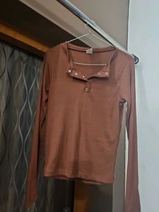 Ribbed Button-Up Top