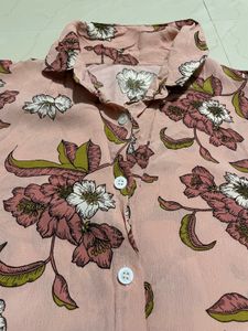 Floral Shirt Crop Top