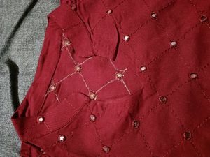 Marron Kurti Mirror Work