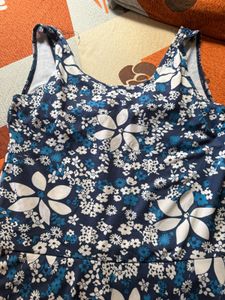 Floral Swim Dress - Navy Blue