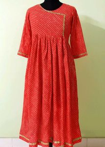 Elegant Red Leheriya Kurta