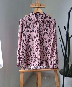 Korean Pink Leopard Print Blouse