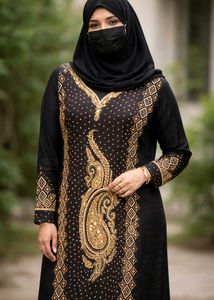 Elegant Black & Gold Embroidered suit