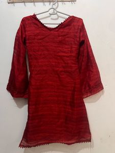 Red Kurti with Flare Sleeves