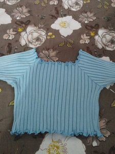 Cute Ruffled Light Blue Top