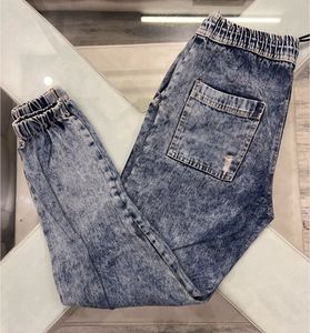 Distressed Denim Joggers