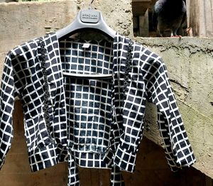 Brad Man Black &amp; White Grid Crop Top