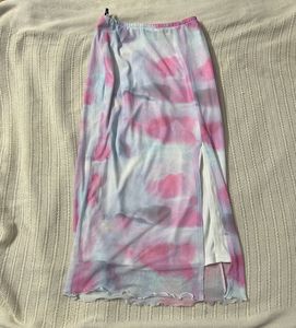 Tie Dye Mesh Midi Skirt