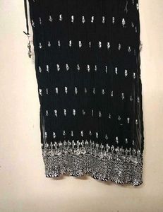 Women&#39;s Sequined Black Kurta Pajama with Dupatta