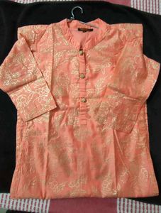 Peach Kurta Palazzo Set For Girls