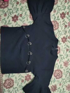 Chic Black Top with Ring Detail