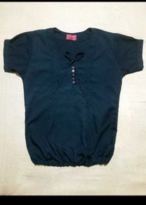 Navy Blue Blouse On Top
