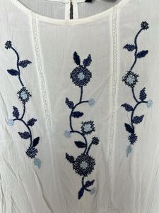 Floral Embroidered White Blouse