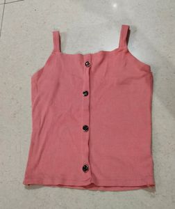 Stripped Material Crop Top In Baby Pink Color.
