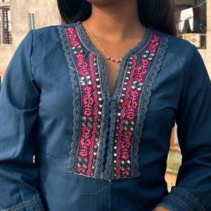 Embroidered Blue Tunic