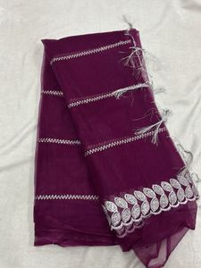 Elegant Purple Net saree