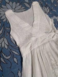 White Embroidered Sleeveless Dress
