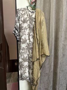 Floral Print Kurti with Dupatta