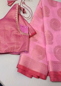Beautiful Pink Zari Saree & Blouse
