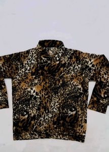 Animal Print Mock Neck Top