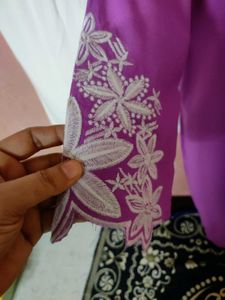 Lavender Embroidered Kurta Set