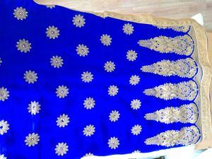 Royal Blue Embroidered Saree For Women&#39;s