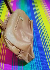Brown Faux Leather Satchel Bag