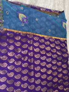 Net Half Embroidered Saree