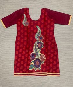 Red Green Paisley Embroidered Salwaar Kameez Set